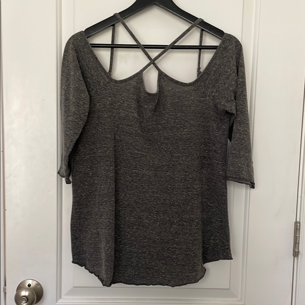 The Hanger Gray Backless Sleeved Blouse